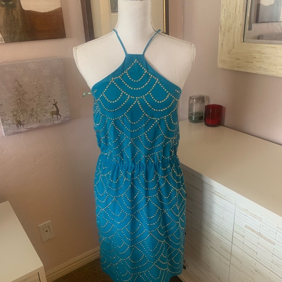Trina Turk embellished halter dress silk SZ 8 - Picture 2 of 9
